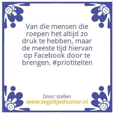 Tegeltje: Prioriteiten