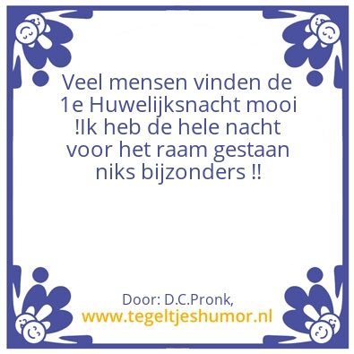 Tegeltje: 1e Huwelijksnacht