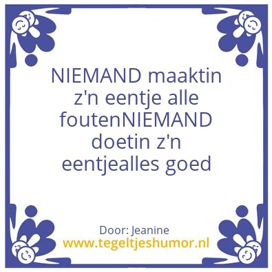 Tegeltje: Niemand
