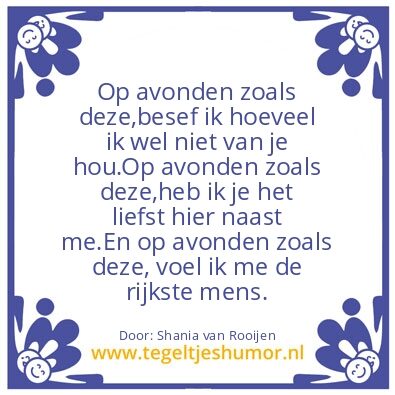 Tegeltje: Op avonden zoals deze