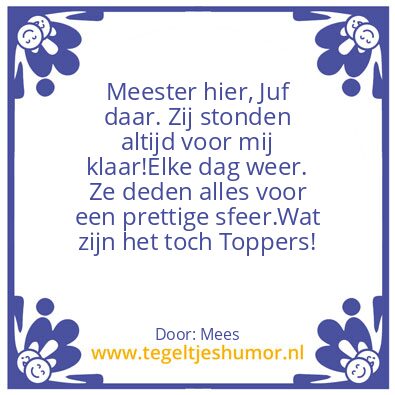 Tegeltje: Juf en Meester