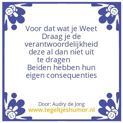 Tegeltje: Keuzes…