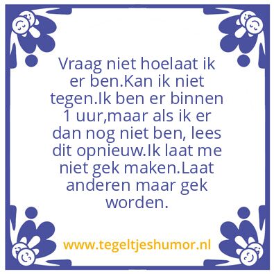 Tegeltje: Op tijd