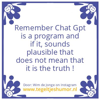 Tegeltje: Chat Gpt.