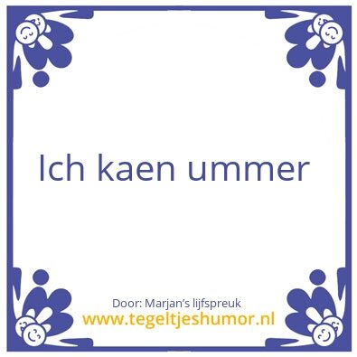 Tegeltje: Ich kaen ummer