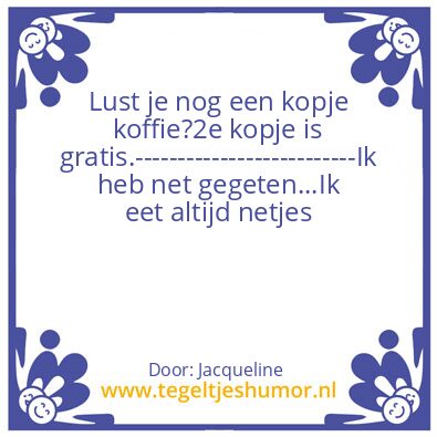 Tegeltje: Eten en drinken