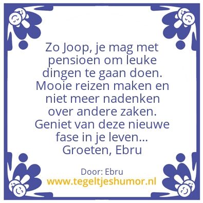 Tegeltje: Afscheid Joop