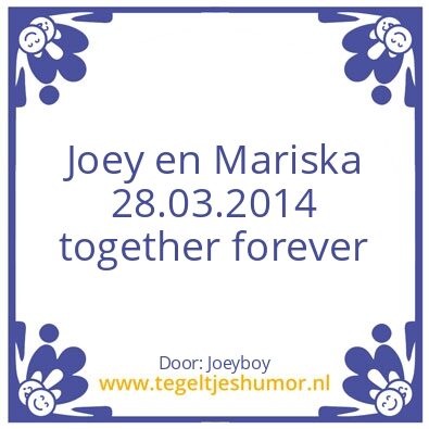 Tegeltje: Liefs joey