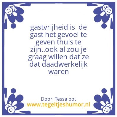 Tegeltje: gastvrijheid