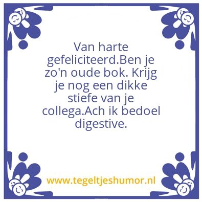 Tegeltje: Van harte gefeliciteerd