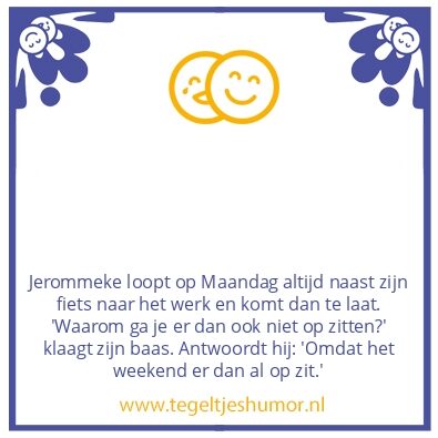 Tegeltje: Naast zijn fiets