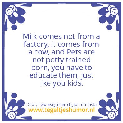 Tegeltje: milk comes from a cow.