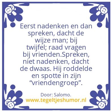 Tegeltje: Wijsheid.