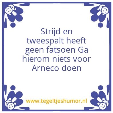 Tegeltje: Arneco afkick