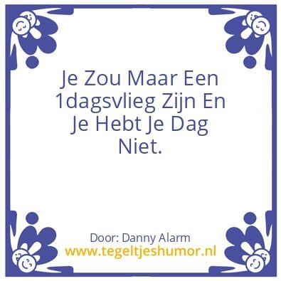 Tegeltje: Eendagsvlieg.
