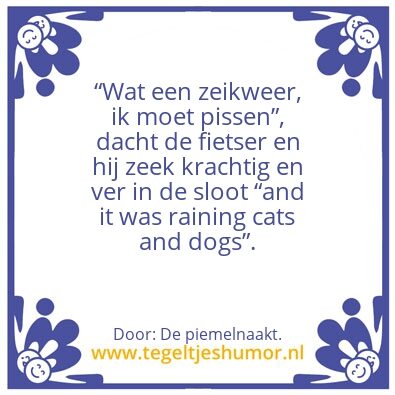 Tegeltje: Het regent dat het giet.