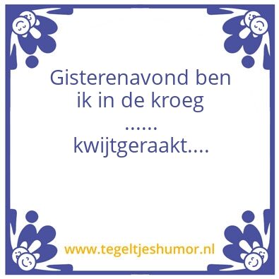 Tegeltje: verloren