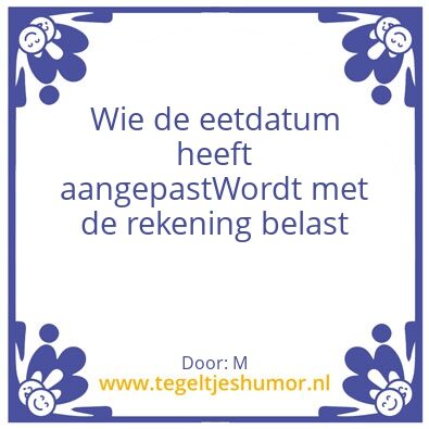 Tegeltje: Etentje