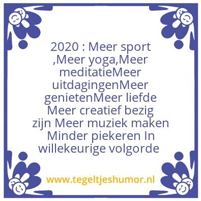 Tegeltje: 2020