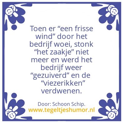 Tegeltje: Frisse wind.
