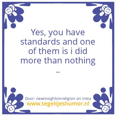 Tegeltje: “standards”