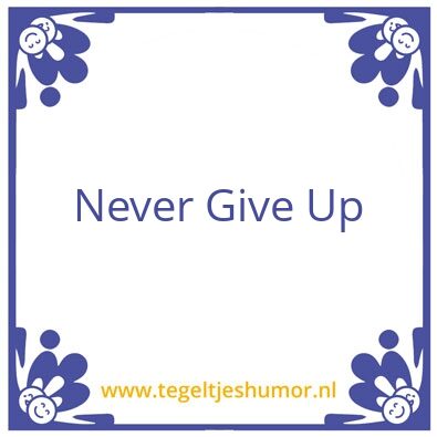 Tegeltje: Never Give Up