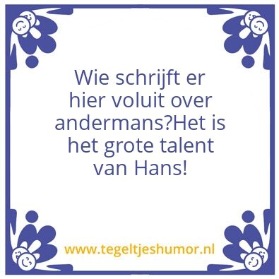 Tegeltje: Hans