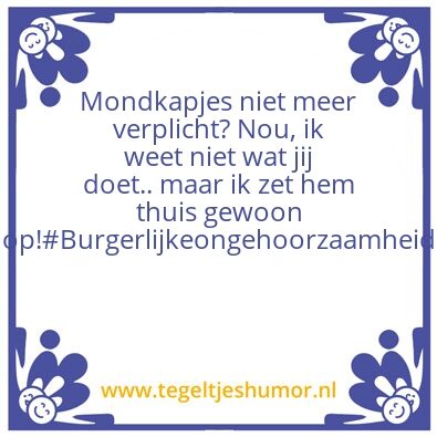 Tegeltje: Mondkapje