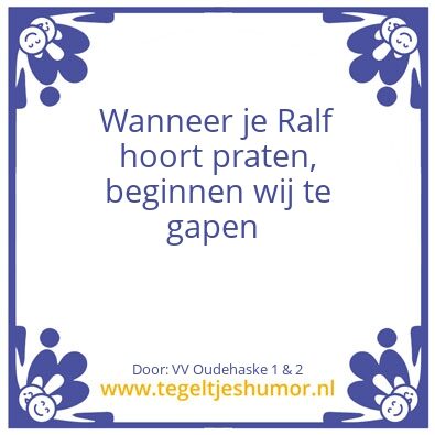 Tegeltje: Ralf Hofma