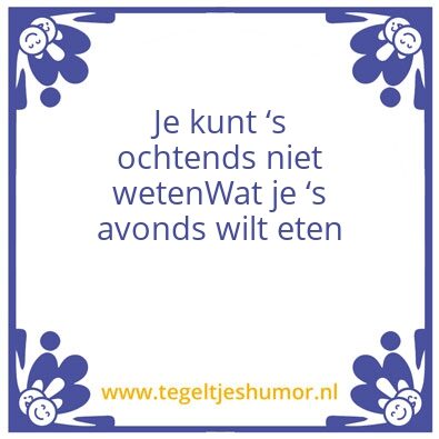 Tegeltje: Dinner