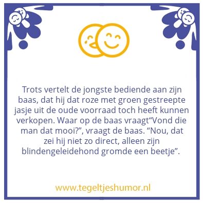 Tegeltje: Blinde man