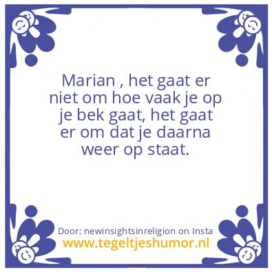 Tegeltje: Marian is lost ..
