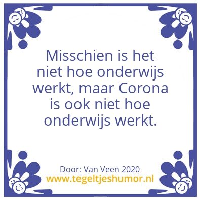 Tegeltje: Corona in onderwijs