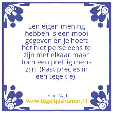 Tegeltje: Waar!