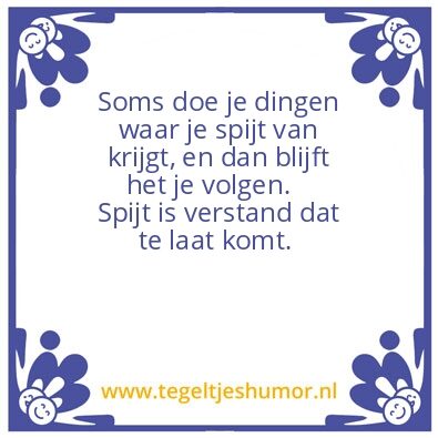 Tegeltje: Spijt gedicht