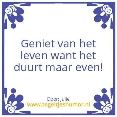 Tegeltje: Geniet!