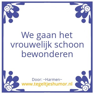 Tegeltje: Vrouwelijk schoon