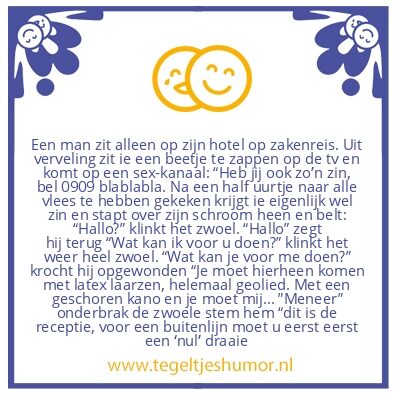 Tegeltje: Alleen in het hotel