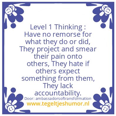 Tegeltje: Level 1 Thinking :