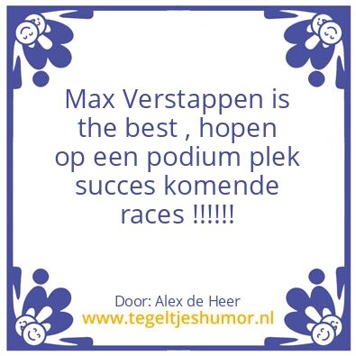 Tegeltje: Max verstappen