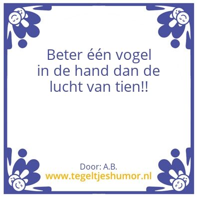 Tegeltje: Vogels in de hand