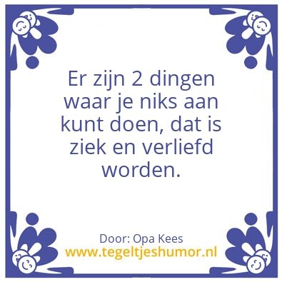 Tegeltje: Ziek en verliefd