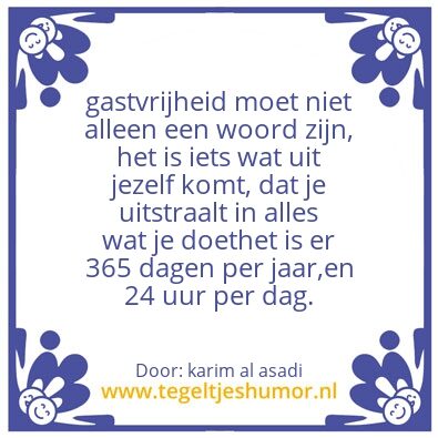 Tegeltje: gastvrijheid