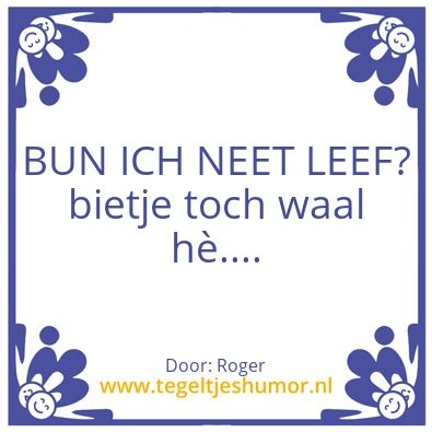 Tegeltje: BUN ICH NEET LEEF?