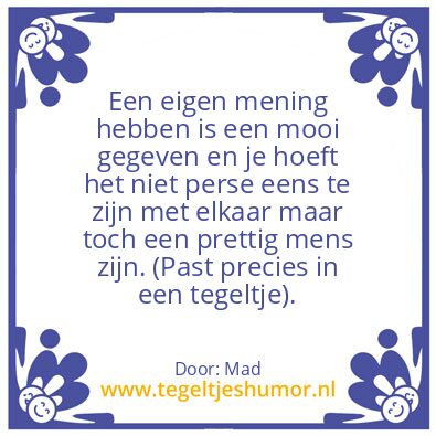 Tegeltje: Waar!