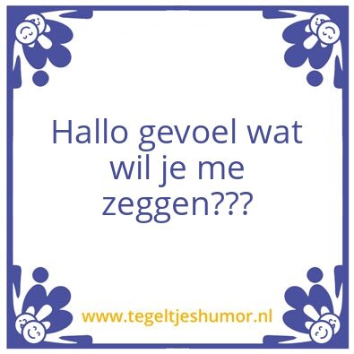 Tegeltje: Hallo gevoel