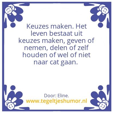 Tegeltje: Keuzes