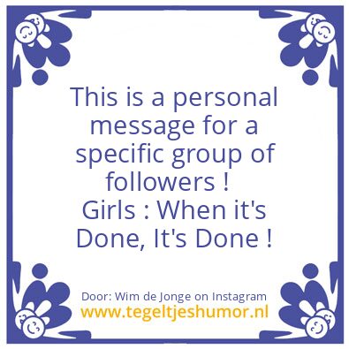Tegeltje: This is a personal message..