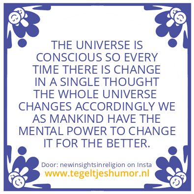 Tegeltje: THE UNIVERSE IS CONSCIOUS