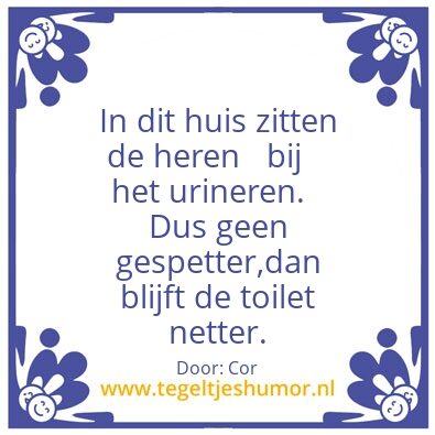 Tegeltje: heren zitten op het toilet